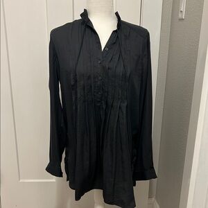 LOFT Black Button-Down Blouse